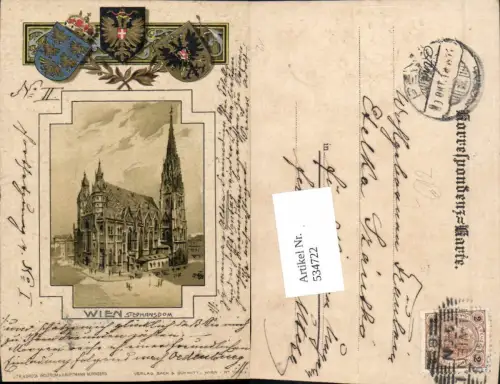534722,Präge Litho Wien Innere Stadt Stephanskirche Stephansdom Wappen