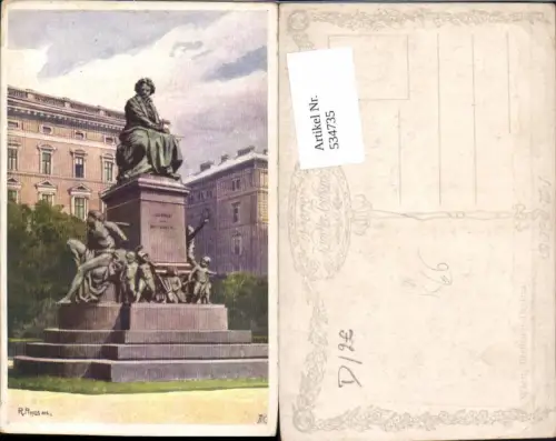 534735,Künstler AK R. Preuss Wien Innere Stadt Beethove Denkmal pub B.K.W.I 854-3