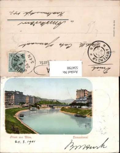 534790,Litho Wien Innere Stadt Donaukanal 1900