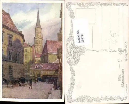 534838,Künstler AK Hans Götzinger Wien Innere Stadt Michaelerkirche pub B.K.W.I 790-1