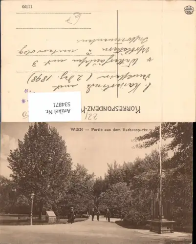 534871,Wien Innere Stadt Partie aus d. Rathauspark Rathaus