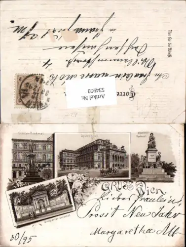 534950,tolle Litho Wien Innere Stadt Oper Denkmäler 1895