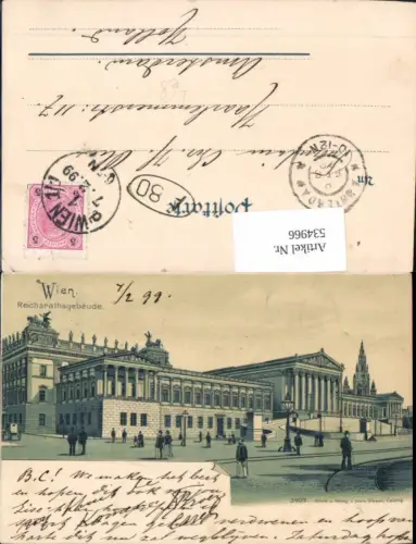 534966,Wien Innere Stadt Reichsrathsgebäude Parlament Litho