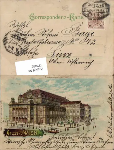 537060,Lithographie Halt gegen Licht Gruß aus Wien Oper pub Meteor