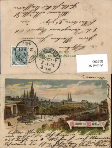 537065,seltene Litho Gruß aus Wien Franzensring Parlament pub Schmidt 807