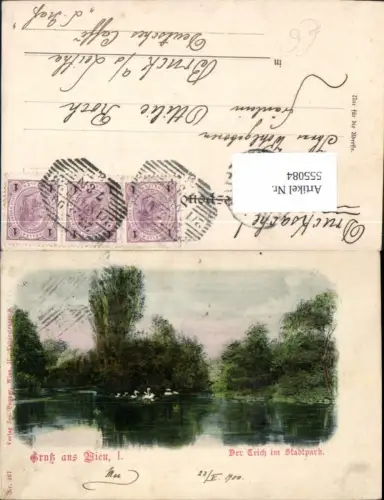 555084,Wien Innere Stadt Teich im Stadtpark 1900