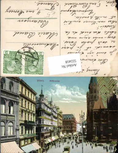 555418,Wien Innere Stadt Stefansplatz Hotels Geschäfte Leute Graben 1912
