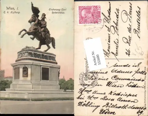 555600,Wien Innere Stadt Hofburg Erzherzog Carl Statue pub Sperling 1510