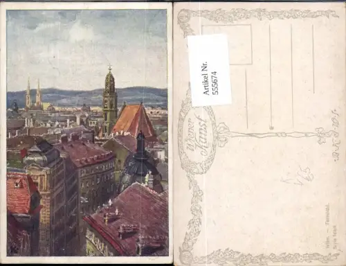555674,Künstler AK Rudolf Konopa Wien Innere Stadt Turmblick pub B.K.W.I. 762-2
