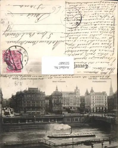 555687,Wien Innere Stadt Kaiser Ferdinands Platz Hotel Germania Dampfer Donau pub Nachbargauer