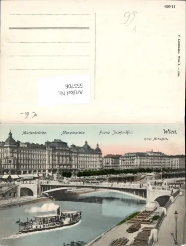 555706,Wien Innere Stadt Marienbrücke Dampfer Morzinplatz Franz Josefs Quai pub Ledermann 11469