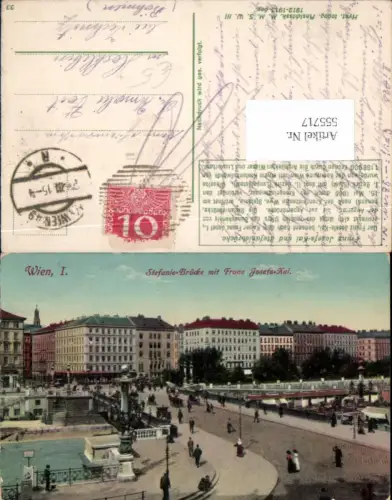 555717,Wien Innere Stadt Stefanie Brücke Franz Josef Quai Hyst. Topog. Ansichtssk.