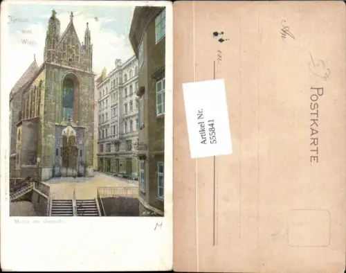 555841,Lithographie Gruß aus Wien Innere Stadt Maria am Gestade
