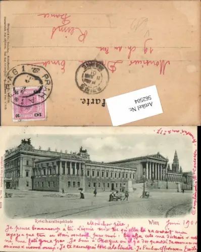 562504,tolle Präge Reliefkarte Wien Reichsrathsgebäude Parlament pub Stengel e Co. 4504