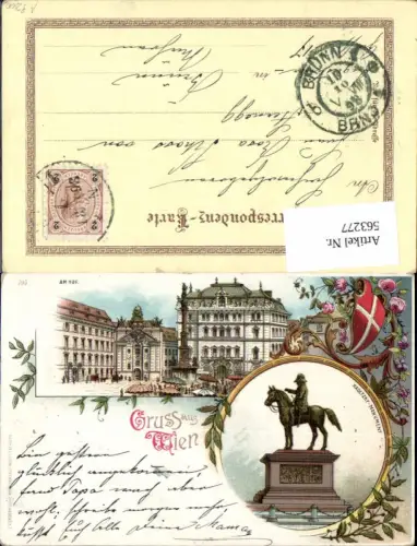 563277,tolle AK Gruß aus Wien Lithographie Radetzky Denkmal Am Hof pub L.v. Ender Ender`sche