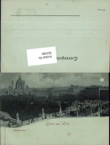 563286,tolle AK Wien Mond Lithographie Elisabethbrücke 1899 pub Römmler e Jonas