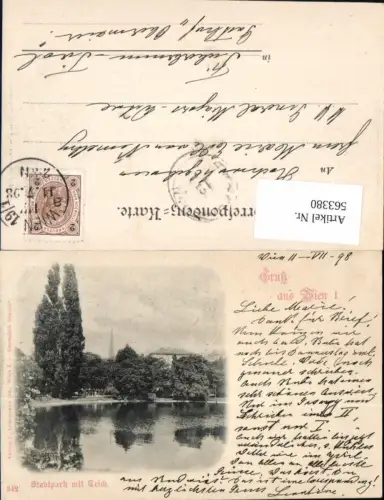 563380,Wien Innere Stadt Stadtpark m. Teich 1898 pub Ledermann 242