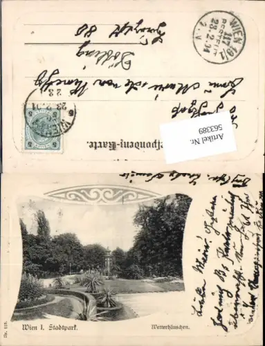 563389,Präge Jugendstil Passepartout Wien Innere Stadt Stadtpark Wetterhäuschen