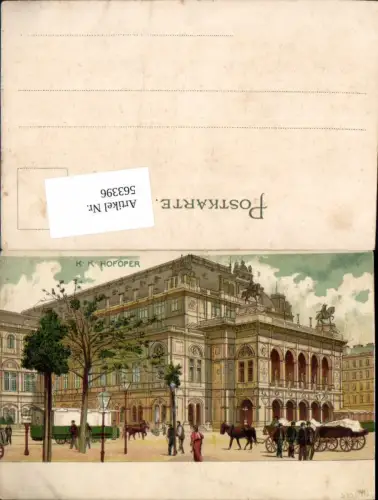 563396,tolle Künstler Lithographie Wien Innere Stadt k. k. Hofoper Oper Kutsche Tram