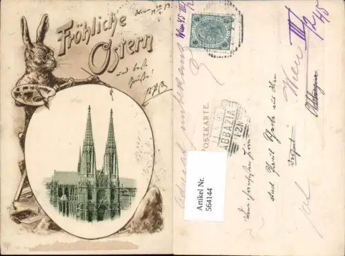 564144,tolle AK Ostern vermenschlichter Hase als Maler WIEN Stephansdom pub Dr. Trenkler