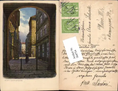 564754,tolle Künstler AK Wien Domgasse Aquarelldruck