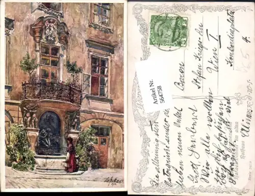 564758,tolle Künstler AK E.F. Hofecker Wien Rathaus Rafael Donner Brunnen
