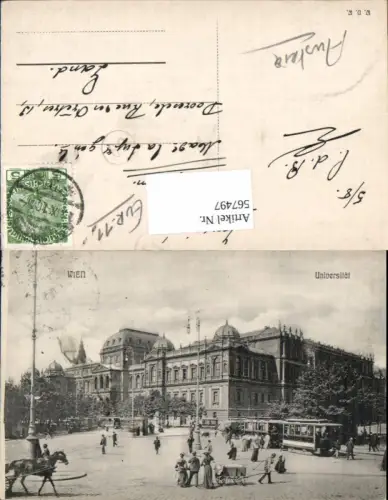 567497,tolle AK Wien Schottentor Universität Straßenbahn Tram Leute 1910