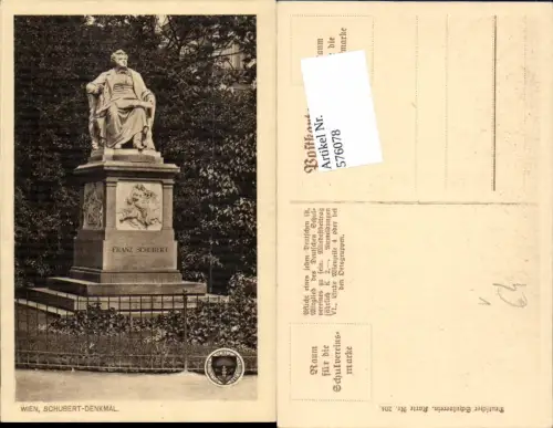 576078,Wien Innere Stadt Schubert Denkmal pub Schulverein 204