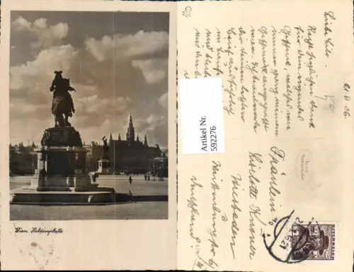 592276,Foto Ak Wien Innere Stadt Heldenplatz Denkmal Statue Vienna