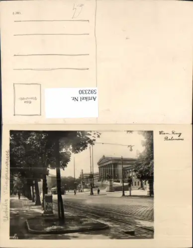 592330,Foto Ak Wien Innere Stadt Ring Parlament Straßenbahn Vienna