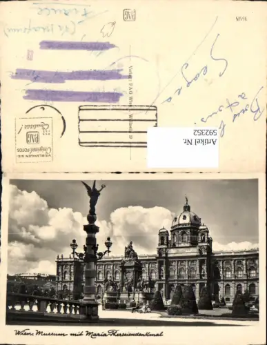 592352,Foto Ak Wien Innere Stadt Museum m. Maria-Theresiendenkmal Theresienplatz Vienna