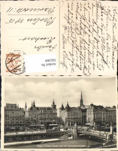 592369,Foto Ak Wien Innere Stadt Franz-Josef-Kai Schwedenbrücke Brücke Vienna