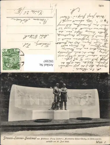 592397,Wien Innere Stadt Strauss-Lanner-Denkmal Rathauspark Vienna pub P. Ledermann 8081