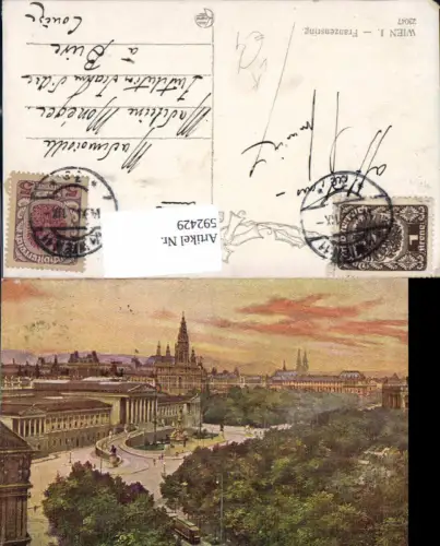 592429,Künstler Ak Wien Innere Stadt Franzensring Parlament Rathaus Vienna pub Kilophot 23047