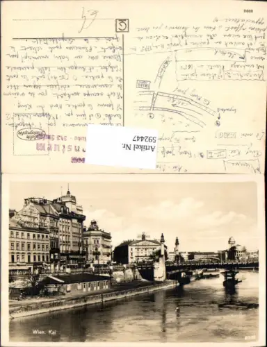 592447,Foto Ak Wien Innere Stadt Kai Brücke Urania Vienna