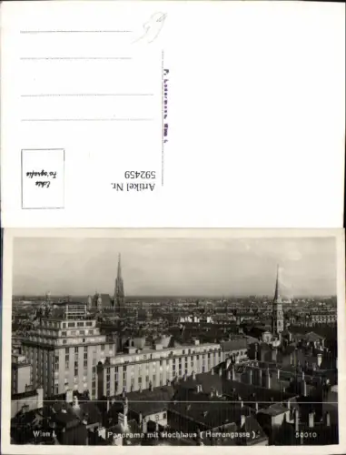 592459,Foto Ak Wien Innere Stadt Panorama m. Hochhaus Herrengasse Vienna