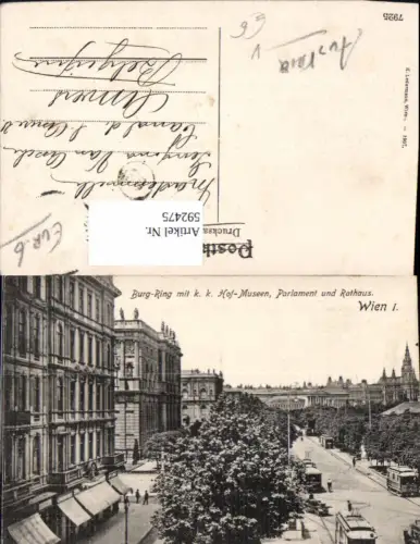 592475,Wien Innere Stadt Burgring Hofmuseen Parlament Rathaus Vienna pub K. Ledermann 7925