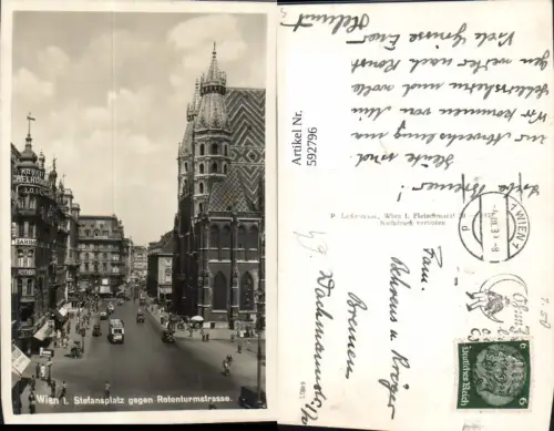 592796,Foto Ak Wien Innere Stadt Stefansplatz Stephansplatz geg. Rotenturmstraße Bus Vienna