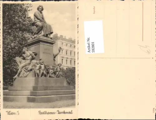 592801,Foto Ak Wien Innere Stadt Beethoven-Denkmal Statue Vienna