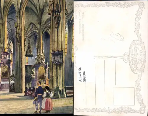 592804,Künstler Ak Wien Innere Stadt Stefanskirche Stephansdom Kanzel Cäcilienaltar Vienna pub B.K.W.I. 209/6