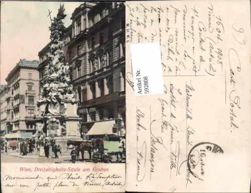 592808,Wien Innere Stadt Dreifaltigkeitssäule a. Graben Kutsche Vienna