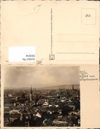 592834,Foto Ak Wien Innere Stadt Blick v. Stephansdom Stephansturm Vienna