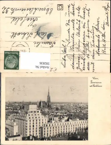 592836,Foto Ak Wien Innere Stadt Panorama m. Hochhaus Vienna