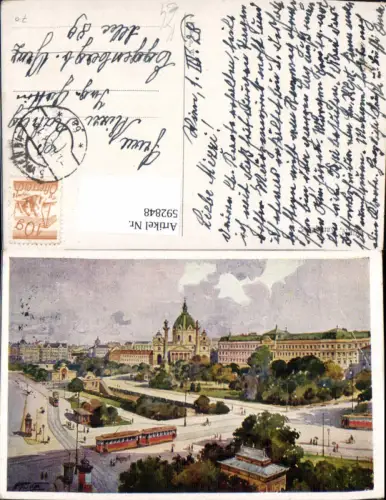 592848,Künstler Ak Rupp Wien Innere Stadt Karlsplatz Straßenbahn Vienna