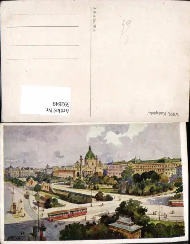 592849,Künstler Ak Rupp Wien Innere Stadt Karlsplatz Straßenbahn Vienna