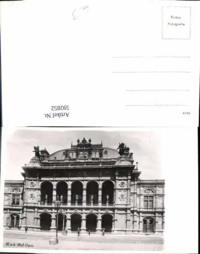592852,Foto Ak Wien Innere Stadt Staatsoper Oper Hofoper Vienna