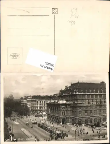 592859,Foto Ak Wien Innere Stadt Opernring Staatsoper Oper Straßenbahn Uhr Vienna