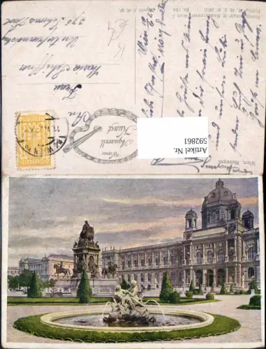 592861,Künstler Ak K.M.W. Wien Innere Stadt Museum Maria-Theresien-Platz Brunnen Vienna