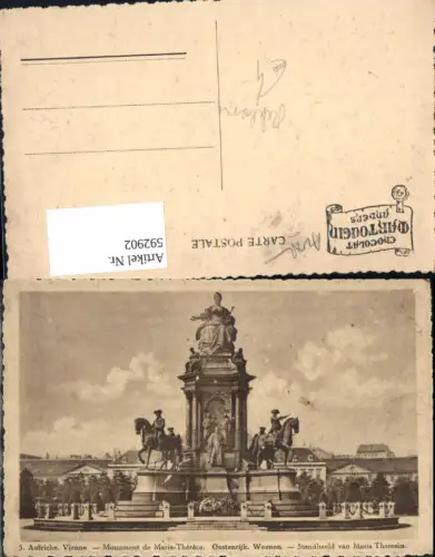 592902,Wien Innere Stadt Maria-Theresien-Denkmal Statue Reklame Chocolat Martougin Anvers Vienna