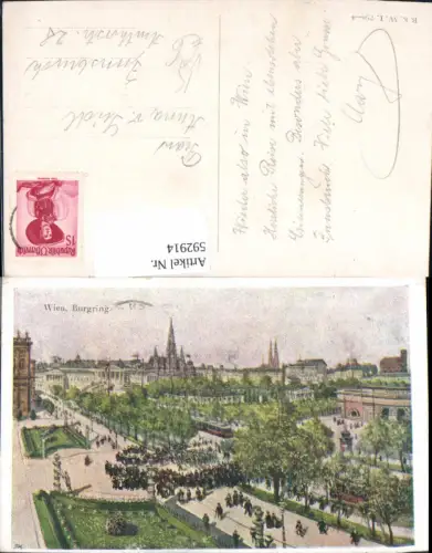 592914,Künstler Ak Wien Innere Stadt Burgring Straßenbahn Vienna pub B.K.W.I. 794/4